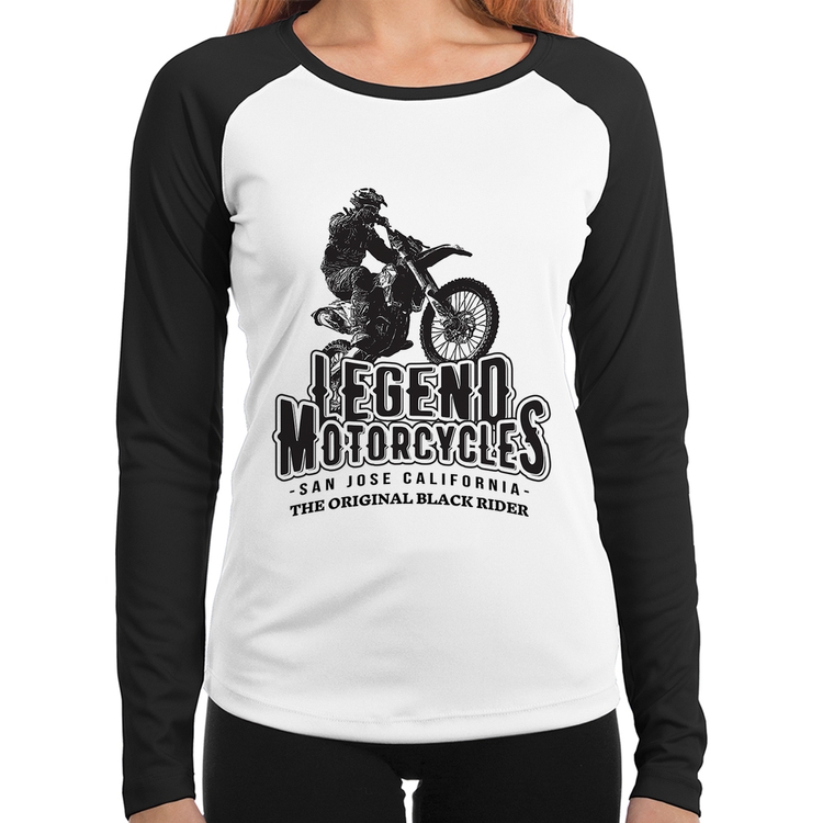 Baby Look Raglan Legend Motorcycle Manga Longa