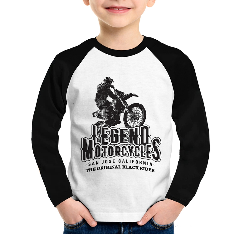Camiseta Raglan Infantil Legend Motorcycle Manga Longa