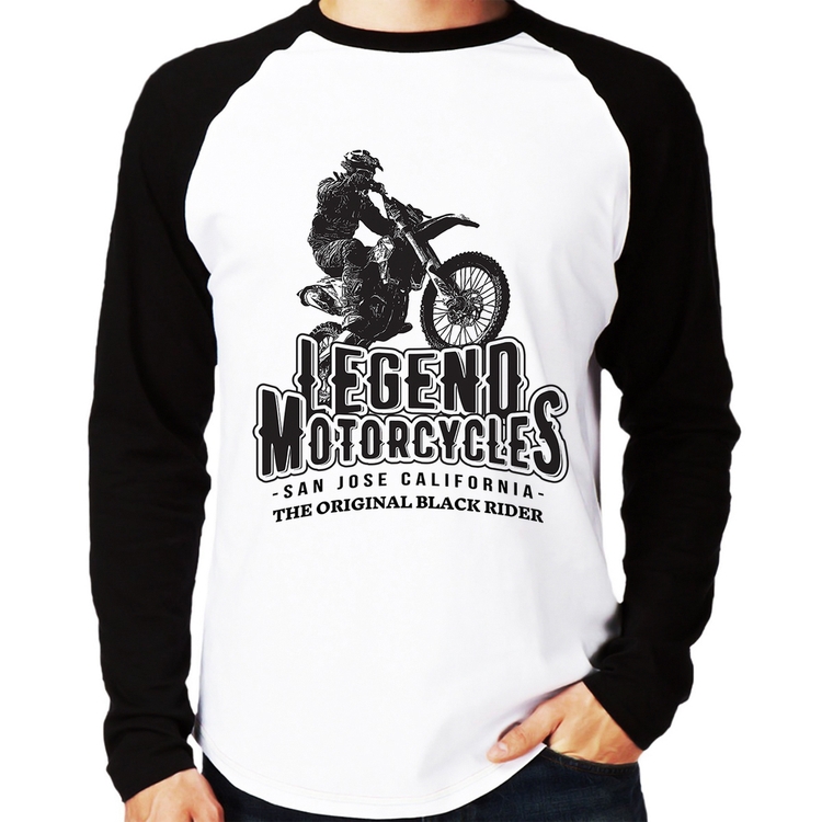 Camiseta Raglan Legend Motorcycle Manga Longa