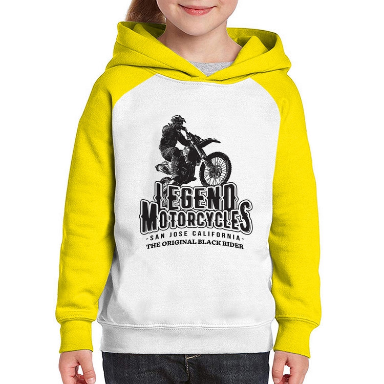 Moletom Infantil Legend Motorcycle - Branco/Amarelo