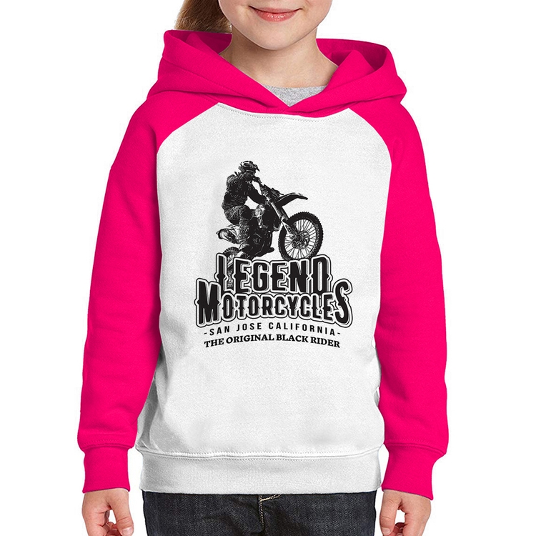 Moletom Infantil Legend Motorcycle - Branco/Rosa