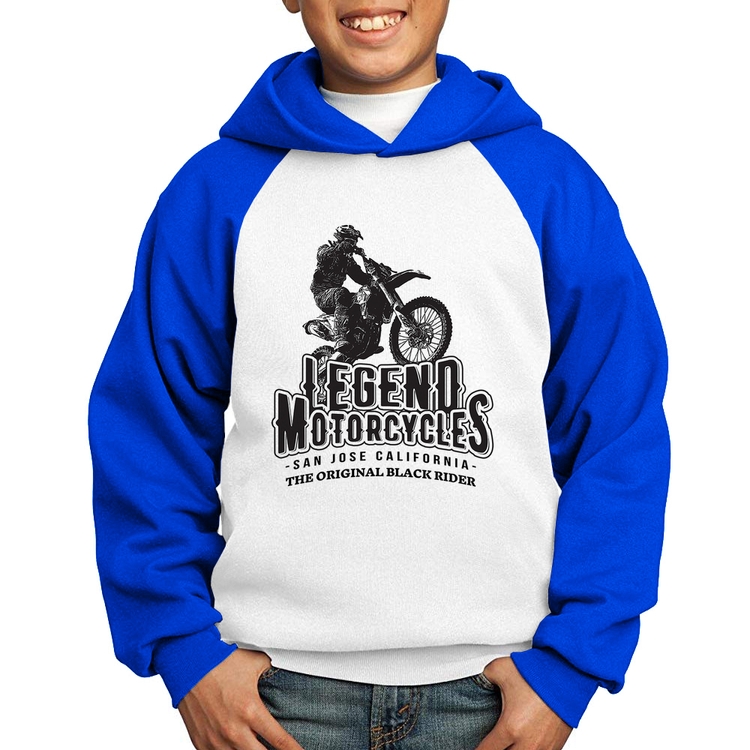 Moletom Infantil Legend Motorcycle - Branco/Azul