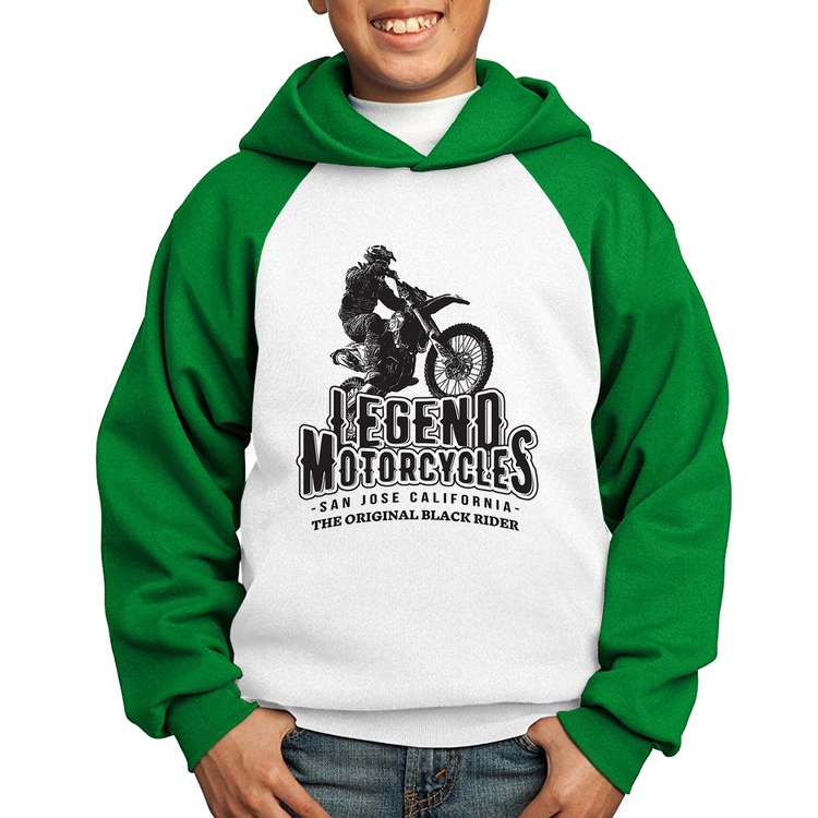 Moletom Infantil Legend Motorcycle - Branco/Verde