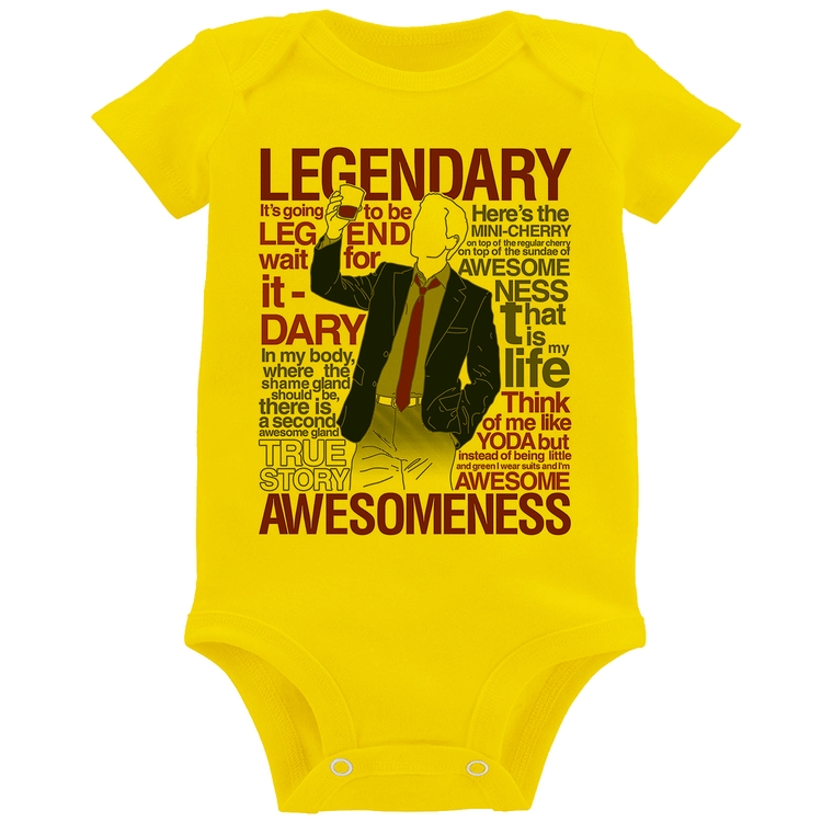 Body Bebê Legendary Awesomeness - Amarelo