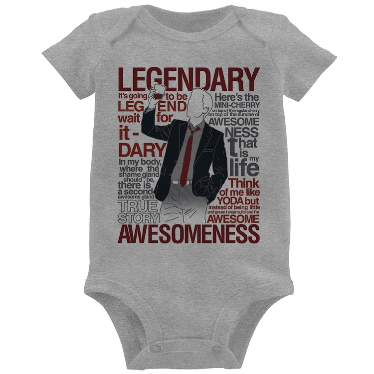 Body Bebê Legendary Awesomeness - Cinza