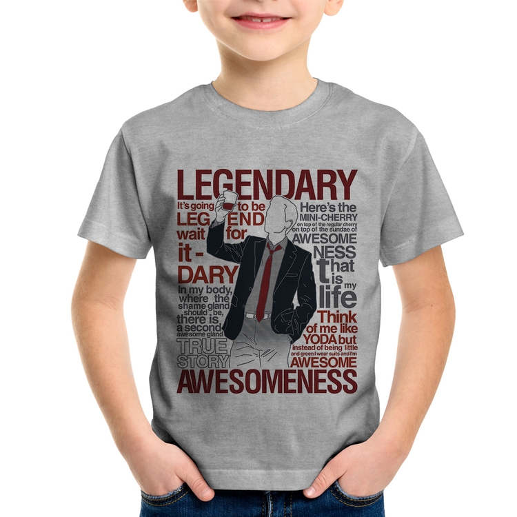 Camiseta Infantil Legendary Awesomeness - Cinza