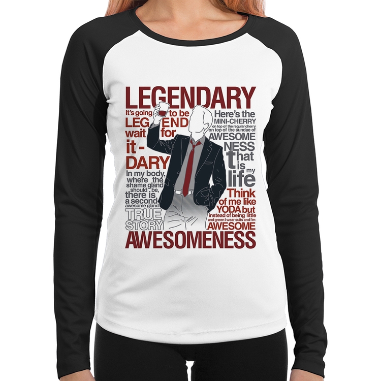 Baby Look Raglan Legendary Awesomeness Manga Longa