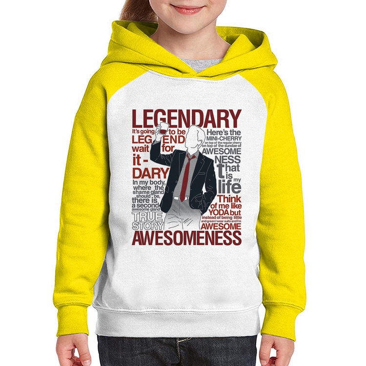 Moletom Infantil Legendary Awesomeness - Branco/Amarelo