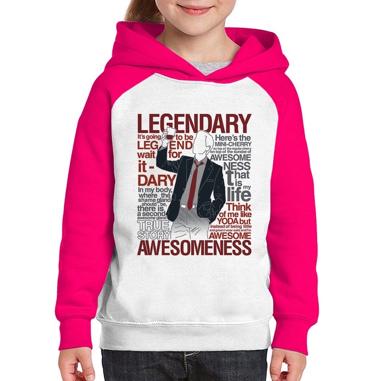 Moletom Infantil Legendary Awesomeness - Branco/Rosa