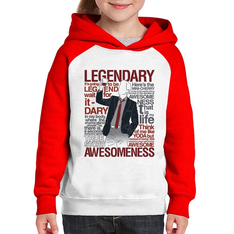 Moletom Infantil Legendary Awesomeness - Branco/Vermelho