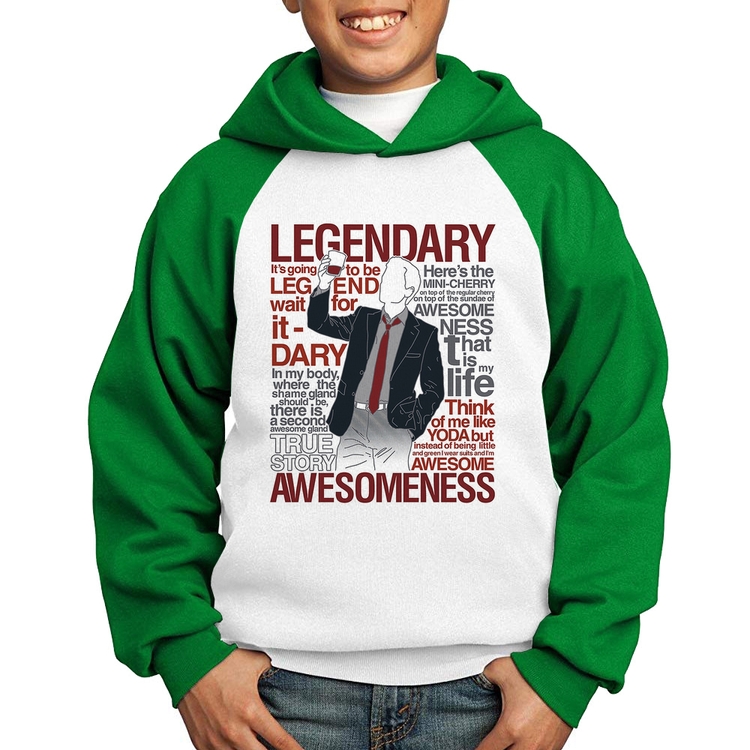 Moletom Infantil Legendary Awesomeness - Branco/Verde