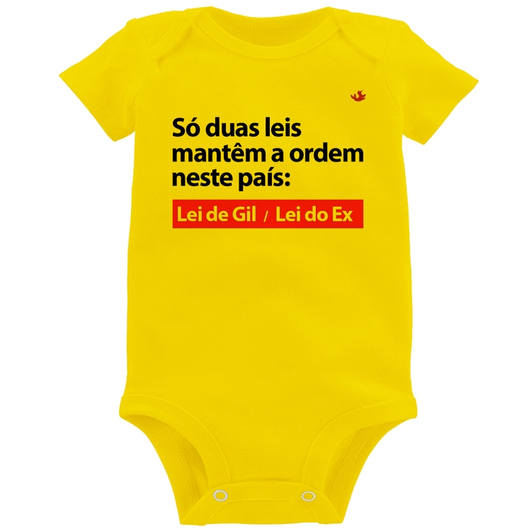 Body Bebê Lei de Gil e Lei do Ex - Amarelo
