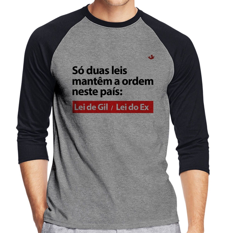 Camiseta Raglan Lei de Gil e Lei do Ex Manga 3/4 - Cinza/Preto