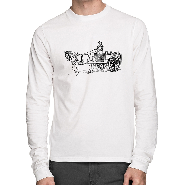 Camiseta Algodão Leiteiro Manga Longa - Branca