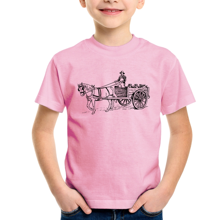 Camiseta Infantil Leiteiro - Rosa Bebê