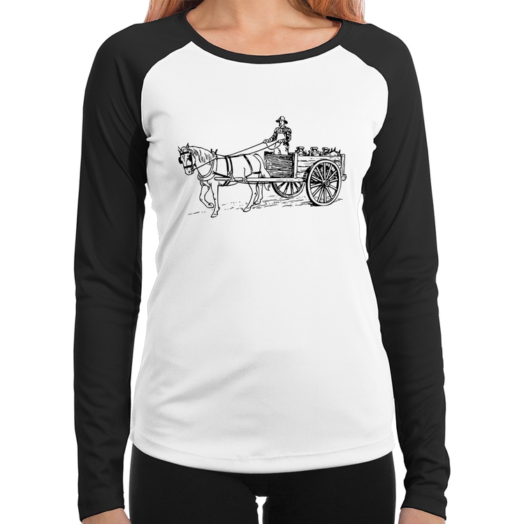 Baby Look Raglan Leiteiro Manga Longa