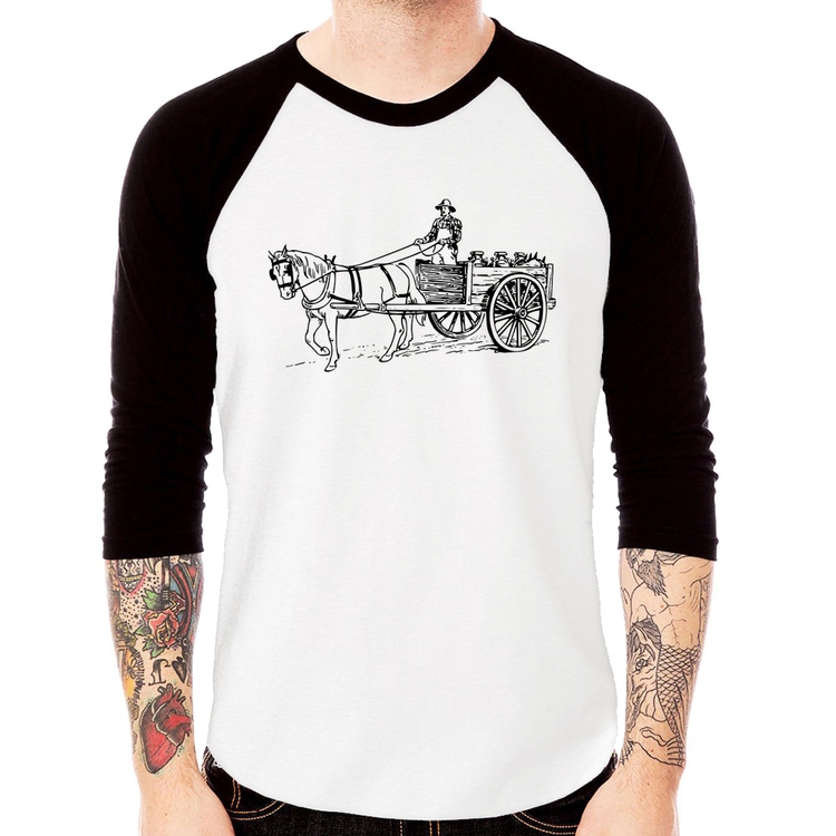 Camiseta Raglan Leiteiro Manga 3/4
