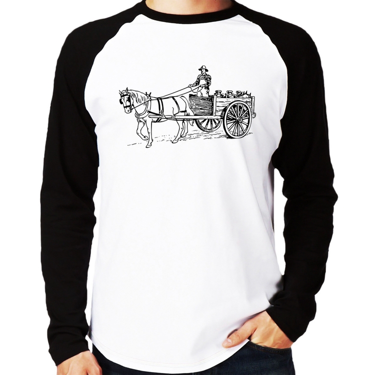 Camiseta Raglan Leiteiro Manga Longa