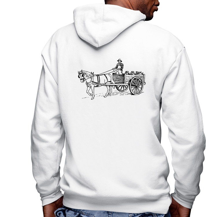 Blusa Moletom Leiteiro Masculina com Capuz e Zíper - Branca