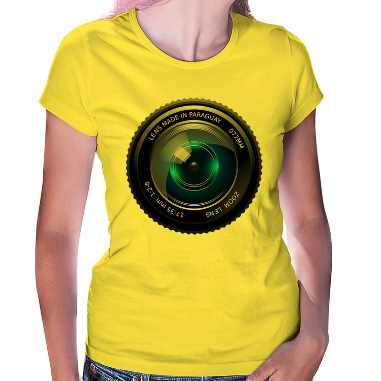 Baby Look Lente Câmera - Amarela