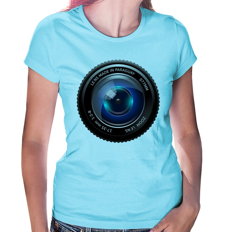 Baby Look Lente Câmera - Azul Bebê