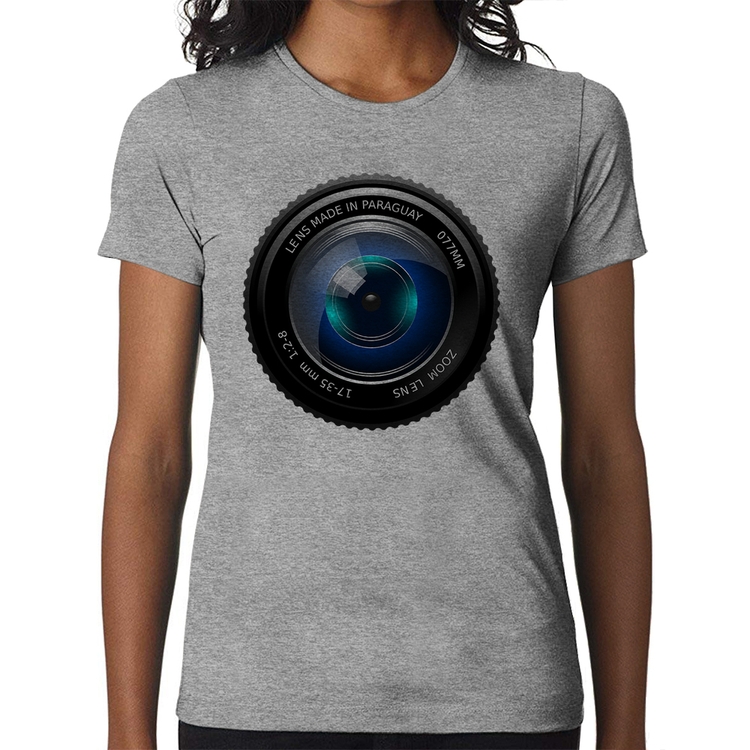 Baby Look Lente Câmera - Cinza