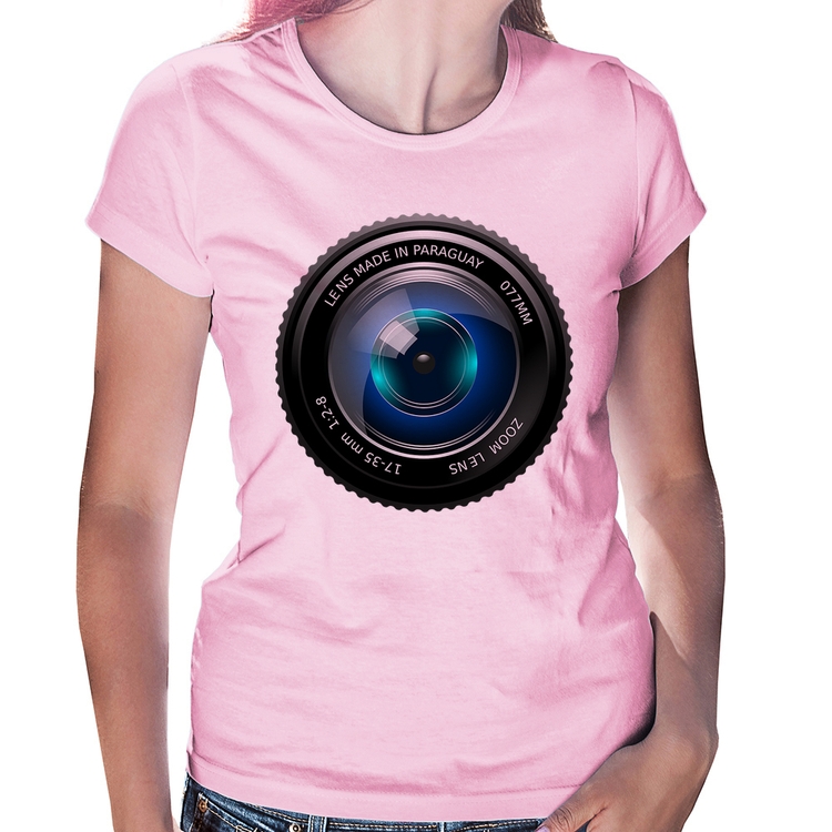 Baby Look Lente Câmera - Rosa Bebê