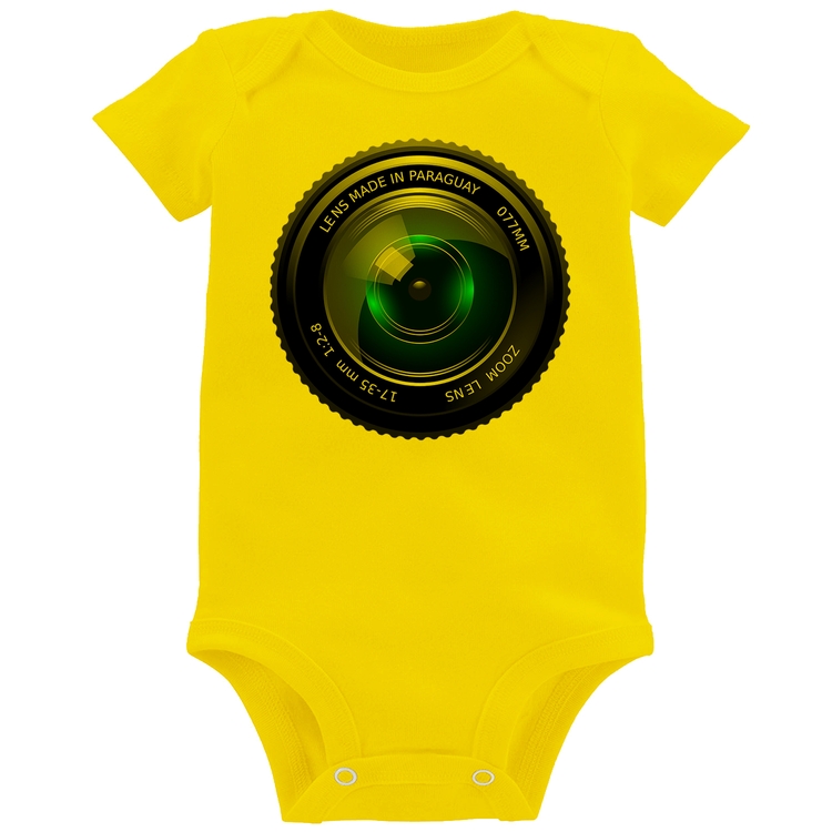 Body Bebê Lente Câmera - Amarelo
