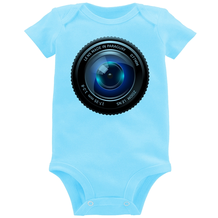 Body Bebê Lente Câmera - Azul Bebê