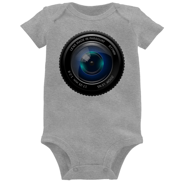 Body Bebê Lente Câmera - Cinza