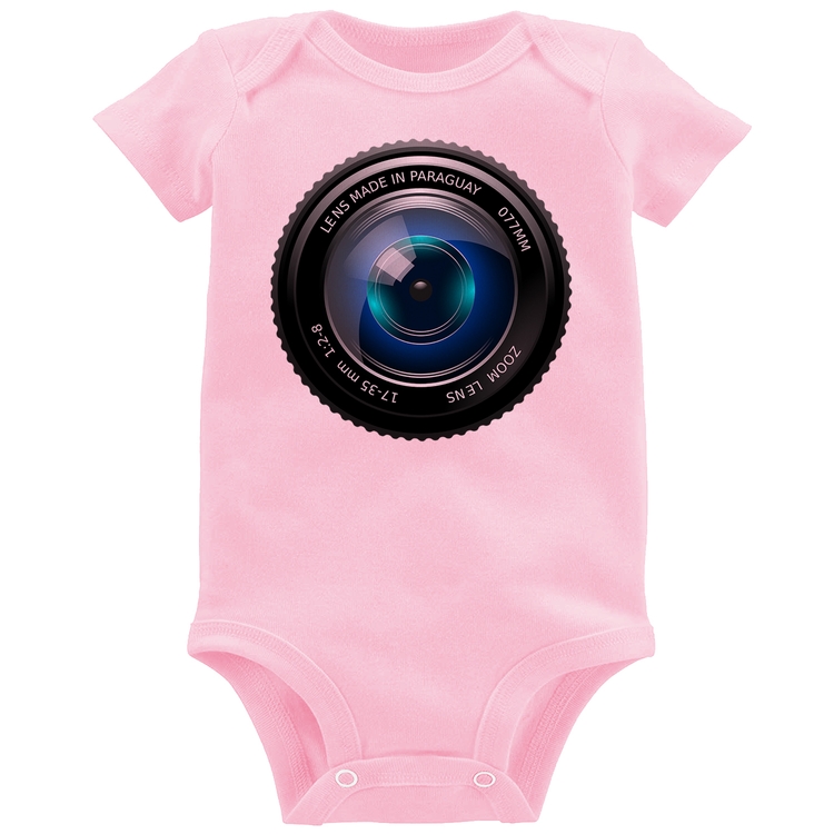 Body Bebê Lente Câmera - Rosa Bebê