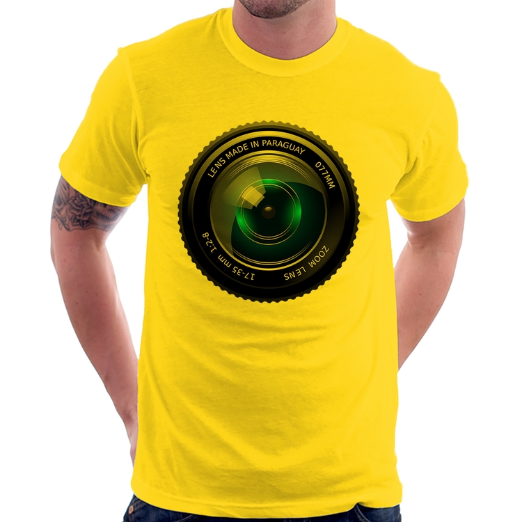Camiseta Lente Câmera - Amarela