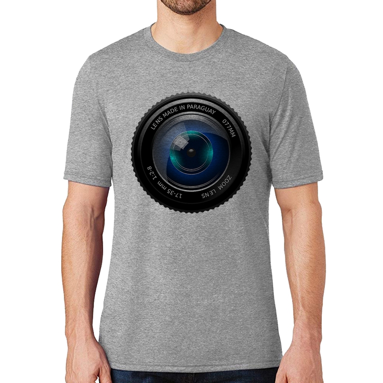 Camiseta Lente Câmera - Cinza