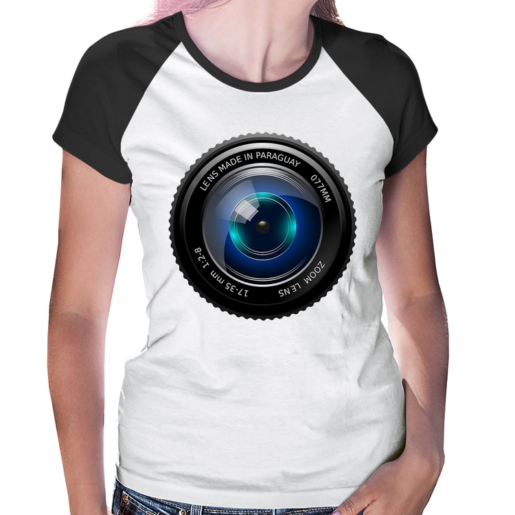 Baby Look Raglan Lente Câmera