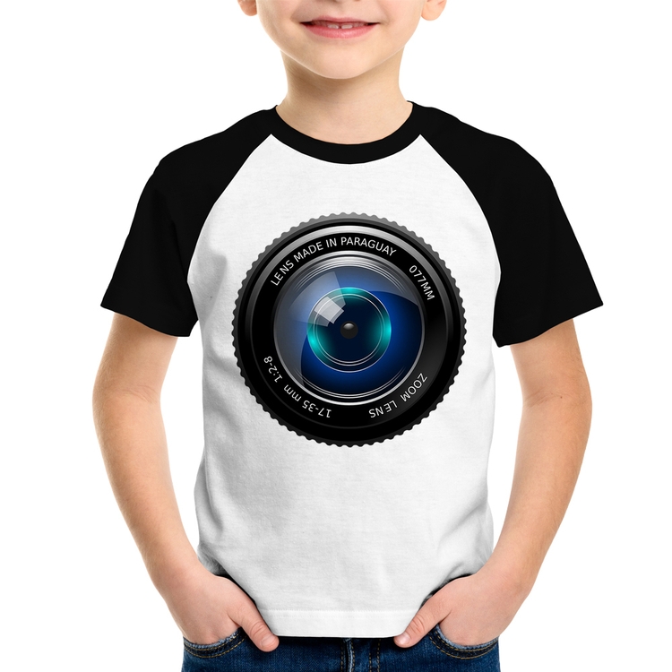 Camiseta Raglan Infantil Lente Câmera