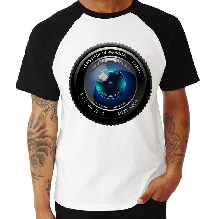 Camiseta Raglan Lente Câmera