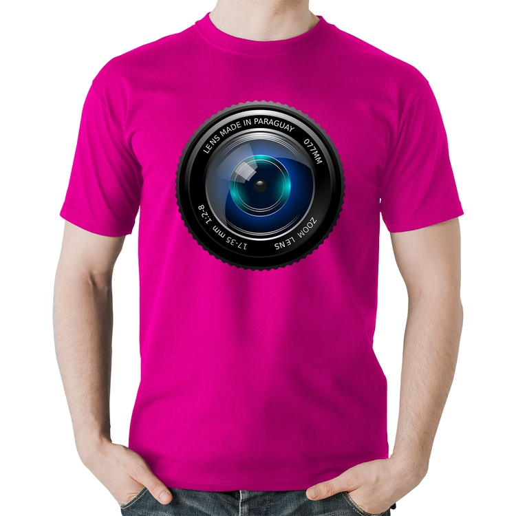 Camiseta Algodão Lente Câmera - Rosa