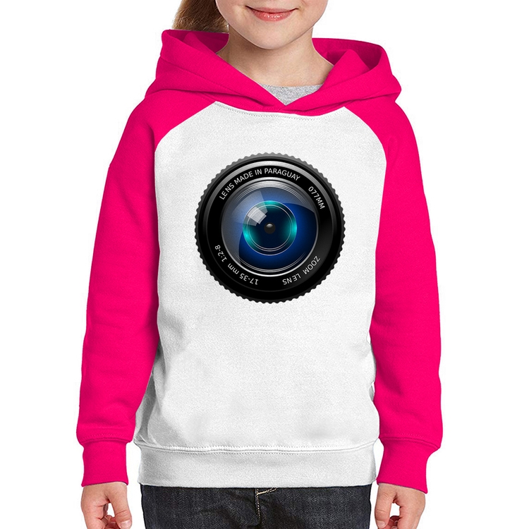Moletom Infantil Lente Câmera - Branco/Rosa