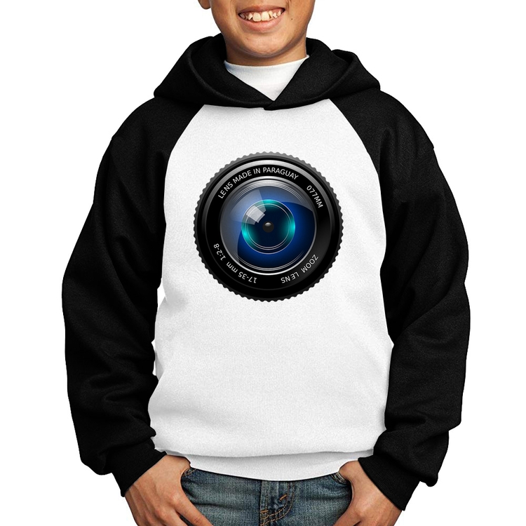 Moletom Infantil Lente Câmera - Branco/Preto