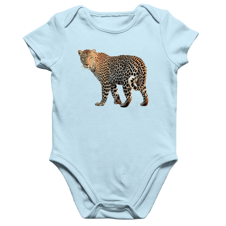 Body Bebê Algodão Leopardo - Azul Bebê