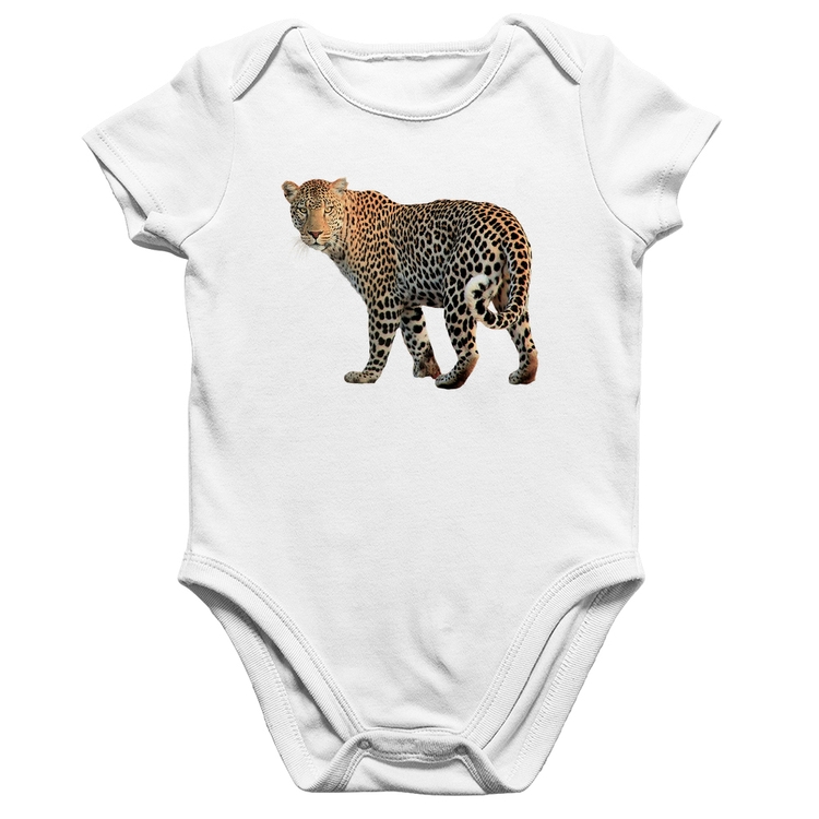 Body Bebê Algodão Leopardo - Branco