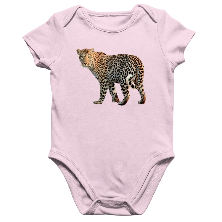 Body Bebê Algodão Leopardo - Rosa Bebê
