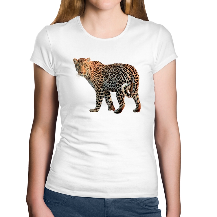 Baby Look Algodão Leopardo - Branca