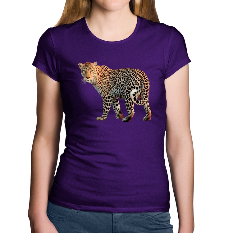 Baby Look Algodão Leopardo - Roxa