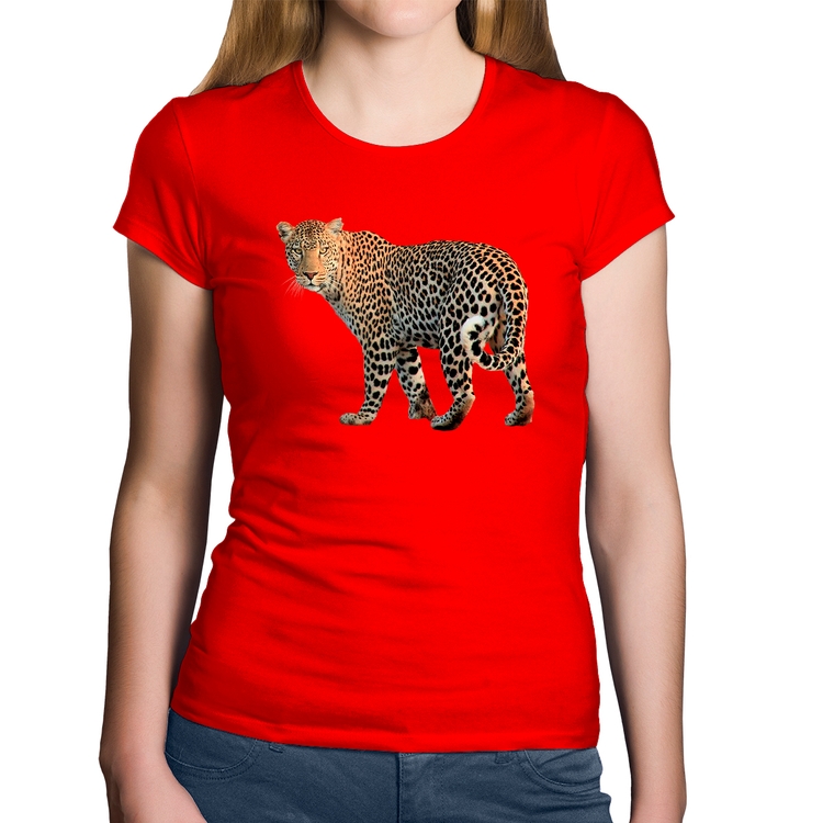 Baby Look Algodão Leopardo - Vermelha