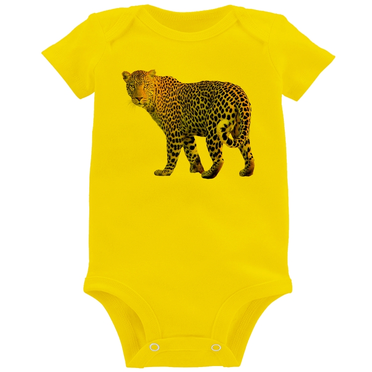 Body Bebê Leopardo - Amarelo