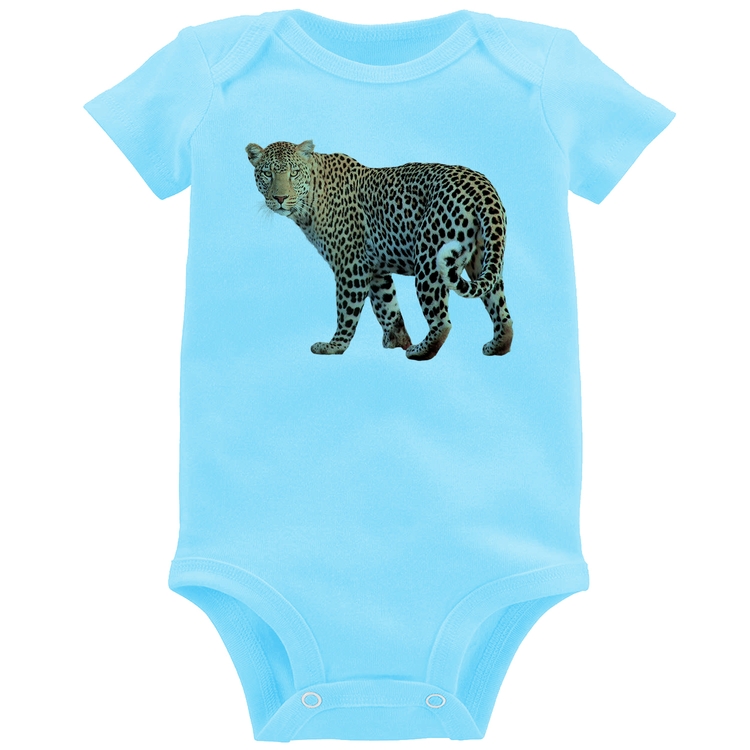 Body Bebê Leopardo - Azul Bebê