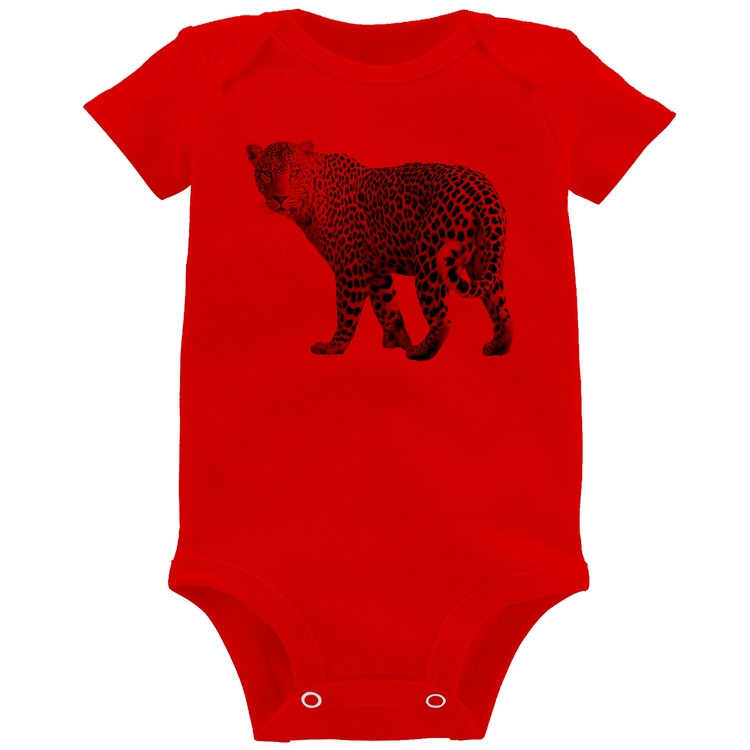 Body Bebê Leopardo - Vermelho