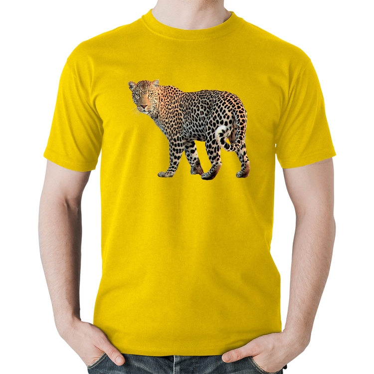 Camiseta Algodão Leopardo - Amarela