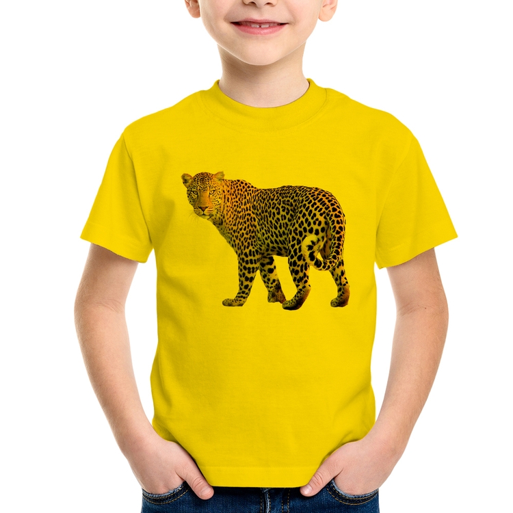 Camiseta Infantil Leopardo - Amarela